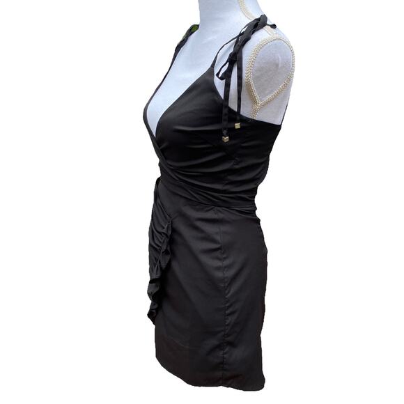 Runaway Mini Dress Tie Sleeves Textured Wrap Front Women's Size Extra Small - Picture 2 of 10